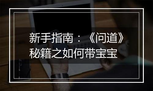 新手指南：《问道》秘籍之如何带宝宝
