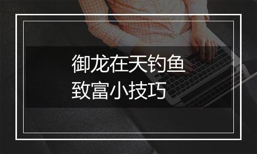 御龙在天钓鱼致富小技巧