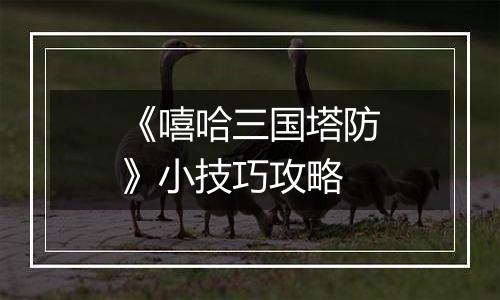 《嘻哈三国塔防》小技巧攻略