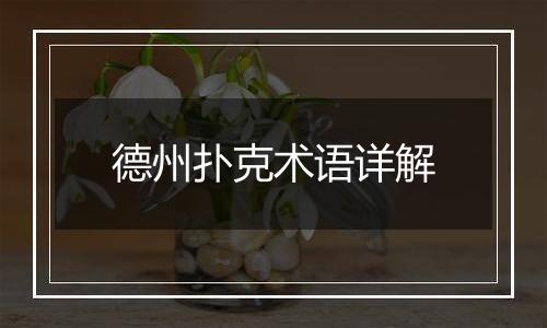 德州扑克术语详解