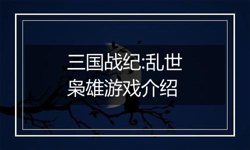 三国战纪:乱世枭雄游戏介绍