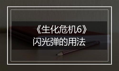 《生化危机6》闪光弹的用法