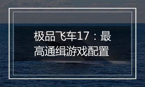 极品飞车17：最高通缉游戏配置