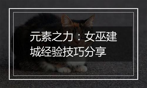 元素之力：女巫建城经验技巧分享