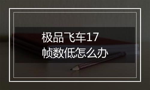 极品飞车17帧数低怎么办