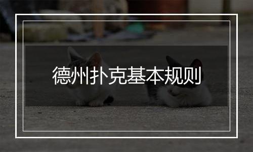 德州扑克基本规则