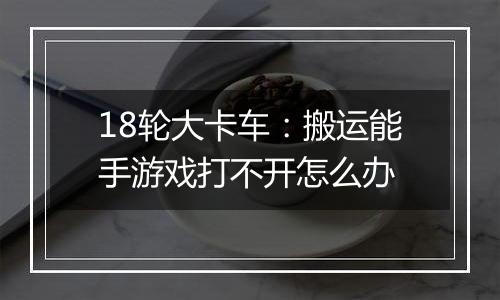 18轮大卡车：搬运能手游戏打不开怎么办