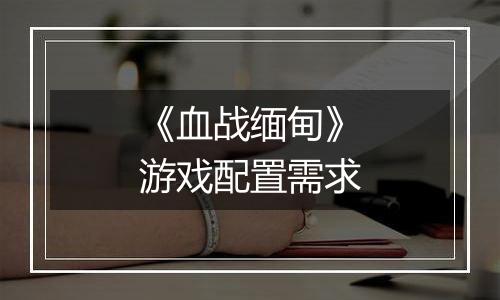 《血战缅甸》游戏配置需求
