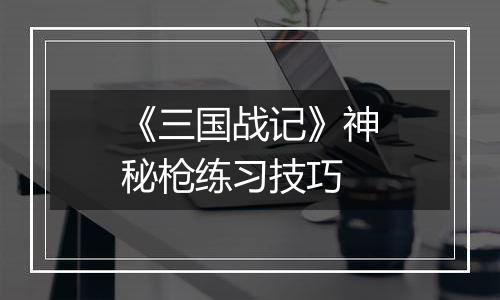 《三国战记》神秘枪练习技巧