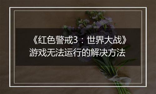 《红色警戒3：世界大战》游戏无法运行的解决方法