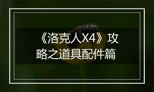 《洛克人X4》攻略之道具配件篇