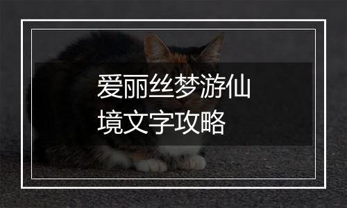 爱丽丝梦游仙境文字攻略