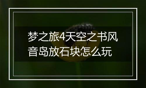 梦之旅4天空之书风音岛放石块怎么玩