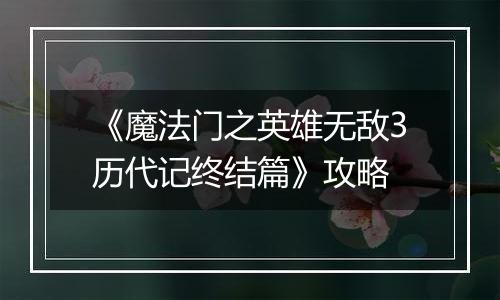 《魔法门之英雄无敌3历代记终结篇》攻略