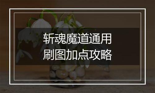 斩魂魔道通用刷图加点攻略