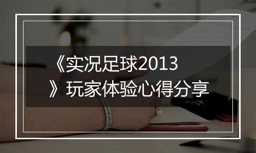 《实况足球2013》玩家体验心得分享