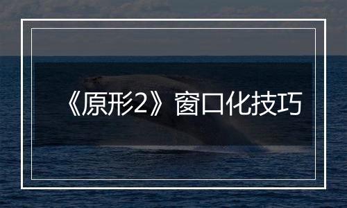 《原形2》窗口化技巧