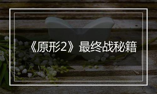 《原形2》最终战秘籍