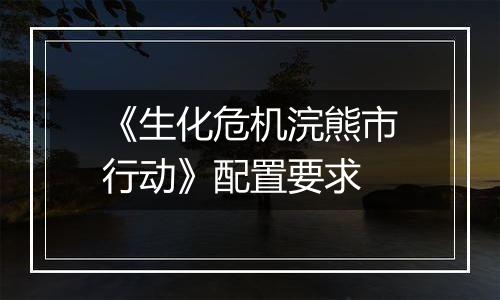 《生化危机浣熊市行动》配置要求