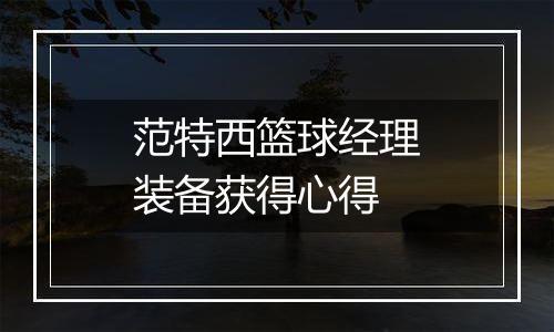 范特西篮球经理装备获得心得
