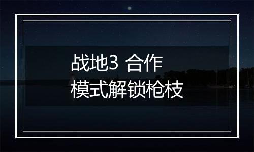 战地3 合作模式解锁枪枝