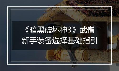 《暗黑破坏神3》武僧新手装备选择基础指引