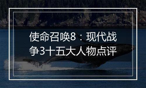 使命召唤8：现代战争3十五大人物点评