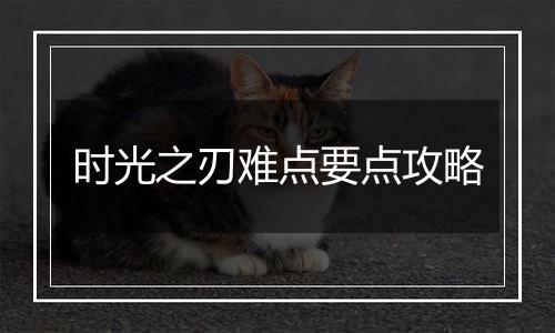 时光之刃难点要点攻略