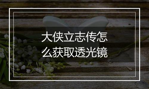 大侠立志传怎么获取透光镜