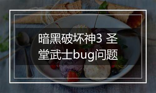 暗黑破坏神3 圣堂武士bug问题