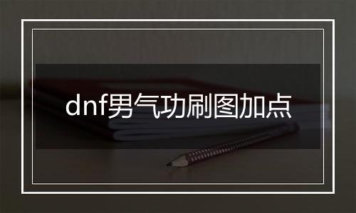 dnf男气功刷图加点