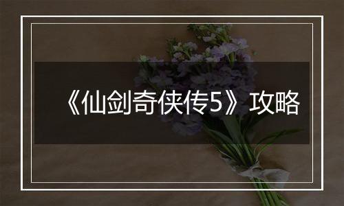 《仙剑奇侠传5》攻略