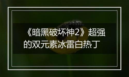 《暗黑破坏神2》超强的双元素冰雷白热丁