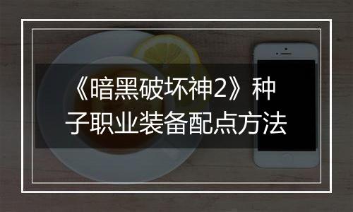 《暗黑破坏神2》种子职业装备配点方法