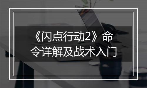 《闪点行动2》命令详解及战术入门