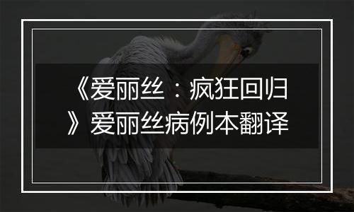 《爱丽丝：疯狂回归》爱丽丝病例本翻译