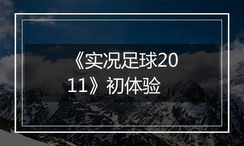 《实况足球2011》初体验