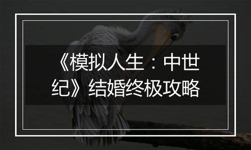 《模拟人生：中世纪》结婚终极攻略