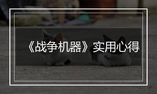 《战争机器》实用心得