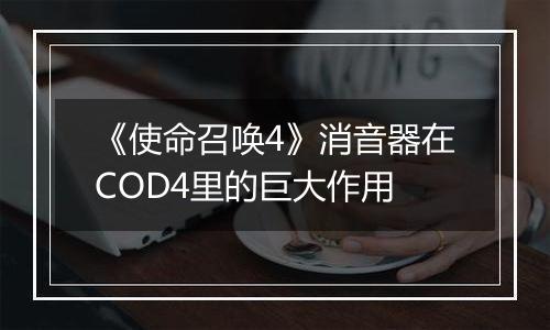 《使命召唤4》消音器在COD4里的巨大作用