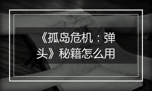 《孤岛危机：弹头》秘籍怎么用