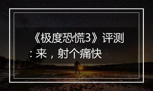 《极度恐慌3》评测: 来，射个痛快
