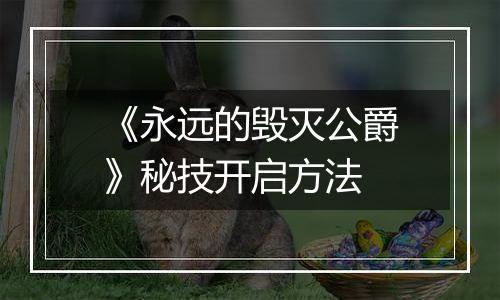 《永远的毁灭公爵》秘技开启方法