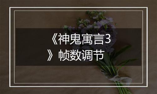 《神鬼寓言3》帧数调节