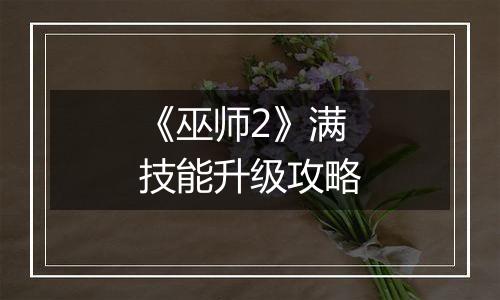 《巫师2》满技能升级攻略