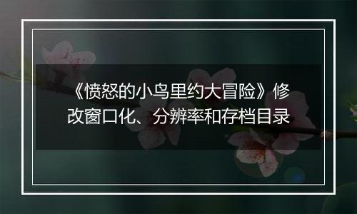 《愤怒的小鸟里约大冒险》修改窗口化、分辨率和存档目录