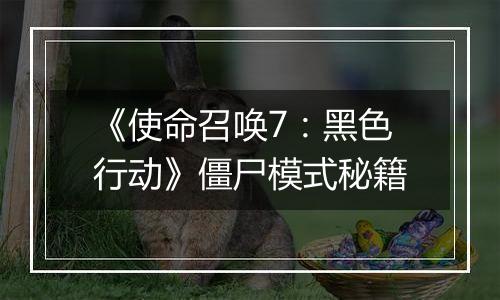 《使命召唤7：黑色行动》僵尸模式秘籍