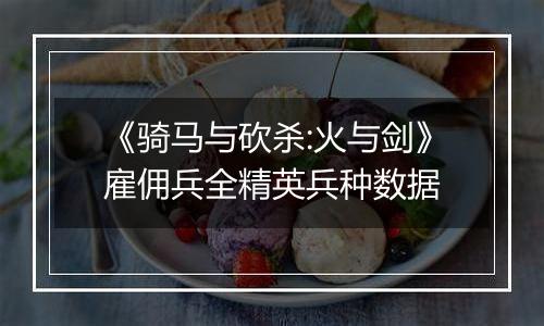 《骑马与砍杀:火与剑》雇佣兵全精英兵种数据