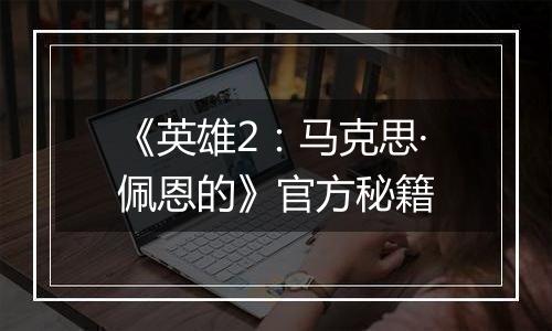 《英雄2：马克思·佩恩的》官方秘籍