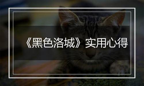 《黑色洛城》实用心得